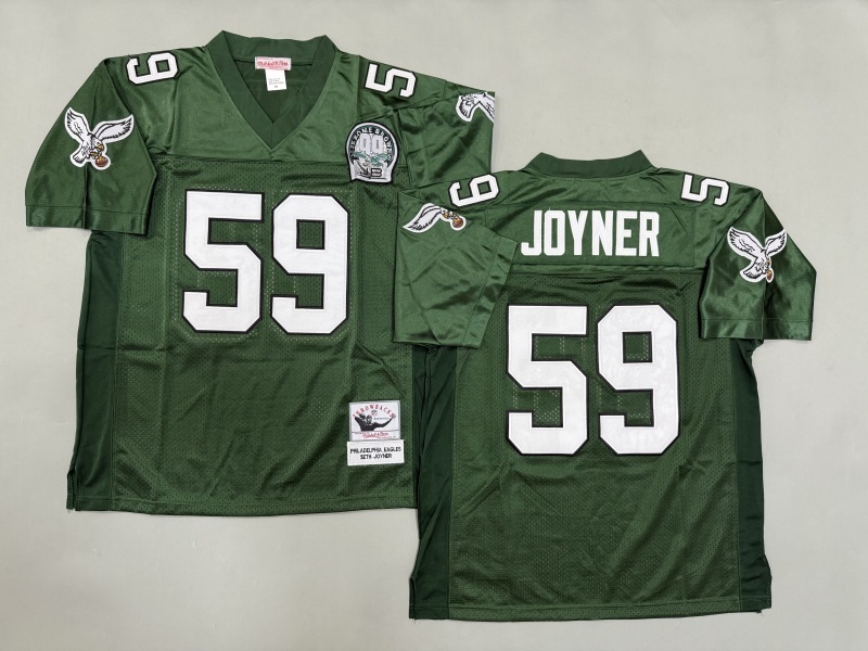 Men 2025 Philadelphia Eagles #59 Joyner green Throwback Limited NFL Jersey style 001